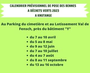 Calendrier bennes déchets verts 2023